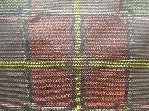 アンティーク　変わり格子織出し本場泥大島紬着物